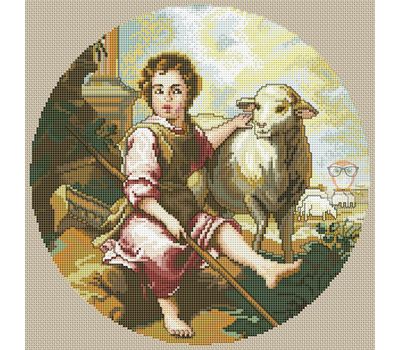 The Good Shepherd by Murillo cross stitch