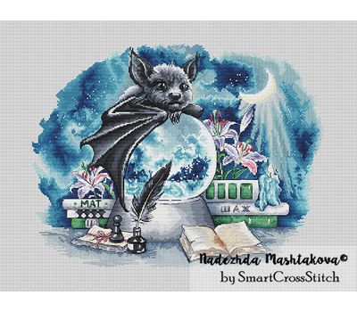The bat sampler cross stitch chart