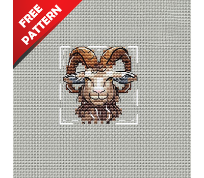 The handsome ram Free cross stitch pattern