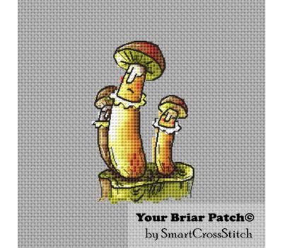 Three Mushrooms cross stitch
