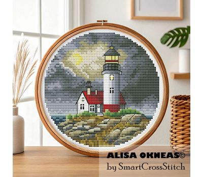 Thunder lighthouse cross stitch pattern