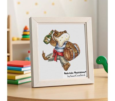 Toad and the Barrel of Happiness cross stitch pattern