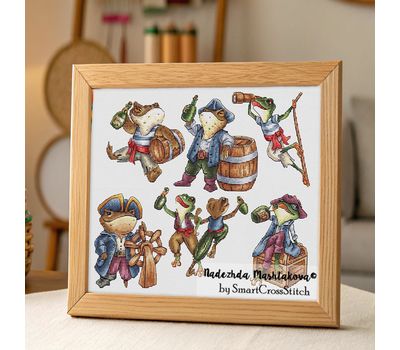 Toad Pirates - set of 6 cross stitch patterns