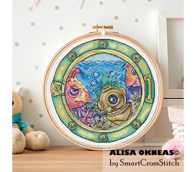 Under The sea Scuba Diver cross stitch