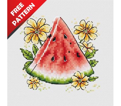 Watermelon Slice Free cross stitch pattern