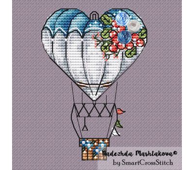 Winter Heart Balloons cross stitch pattern
