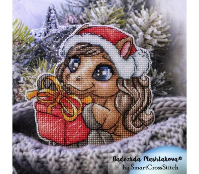 Winter Horse with Gift cross stitch pattern