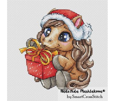 Winter Horse with Gift cross stitch chart