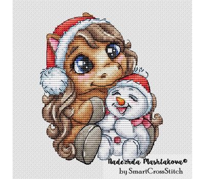 Winter Horse with Snowman cross stitch chart