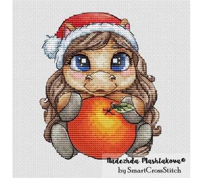 Winter Horse with Tangerine cross stitch chart