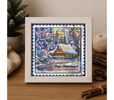 Winter House Stamp cross stitch pattern