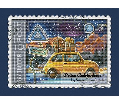 Winter Car Stamp cross stitch