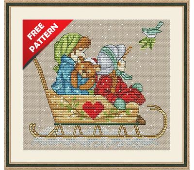 Winter Sleigh Free cross stitch