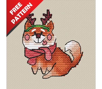 Xmas Dog Free cross stitch pattern