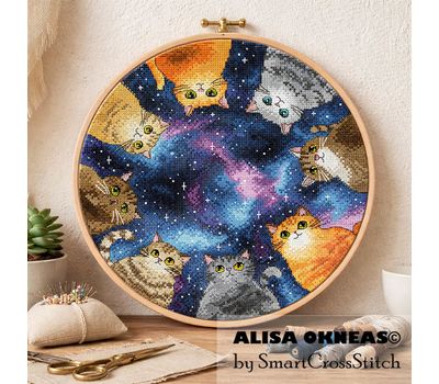Cat-wheel cross stitch pattern