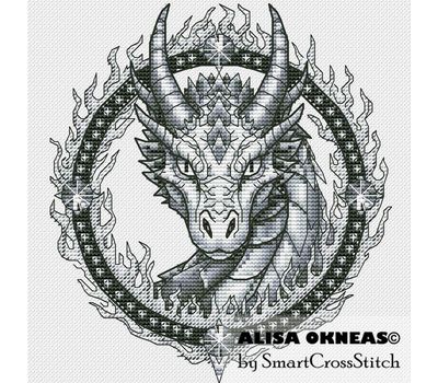 Sketch of dragon cross stitch