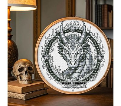 Sketch of dragon cross stitch pattern