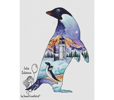 Adelie penguin cross stitch chart