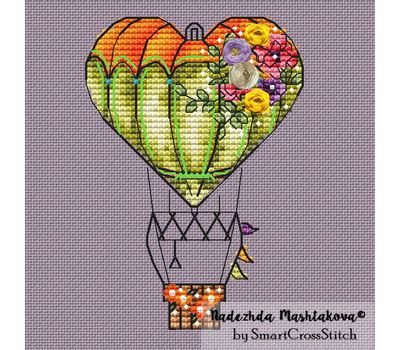 Autumn Heart Balloon cross stitch
