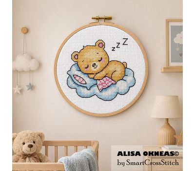 Sleeping Baby Bear cross stitch chart
