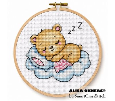Sleeping Baby Bear cross stitch pattern