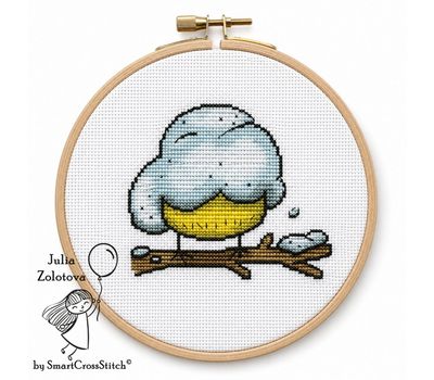 Bird under snow cross stitch