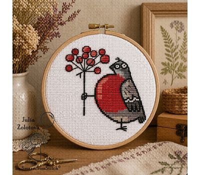 Bullfinch cross stitch pattern