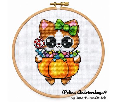 Candy Pumpkin Cat cross stitch