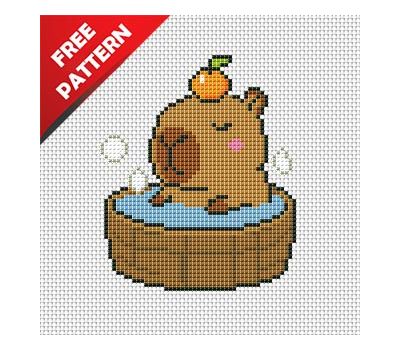 Funny Capybara Free cross stitch pattern