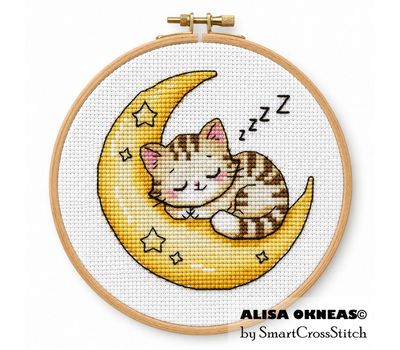 Sleeping Cat cross stitch pattern