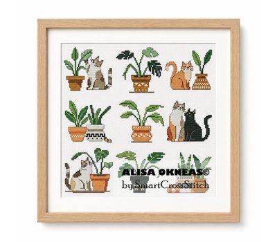 Cats and Flowers cross stitch chart