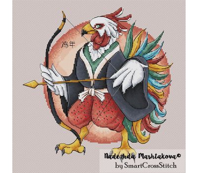 Chinese Rooster cross stitch chart