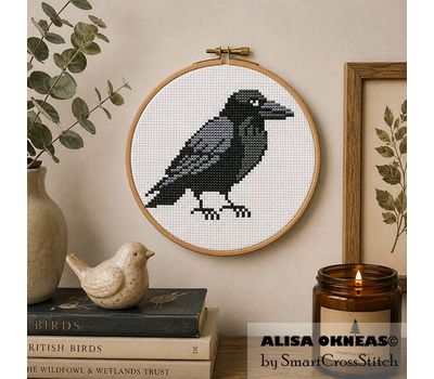 Raven cross stitch pattern