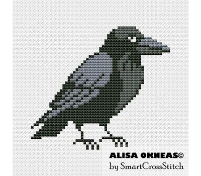 Raven cross stitch chart
