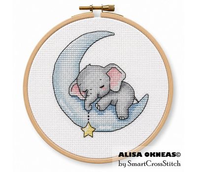 Sleeping Elephant cross stitch pattern