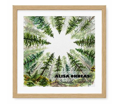 Circle of fir trees cross stitch chart