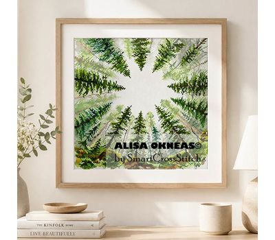 Circle of fir trees cross stitch pattern