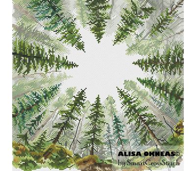 Circle of fir trees cross stitch