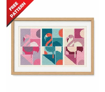 Flamingo Abstraction Free cross stitch pattern