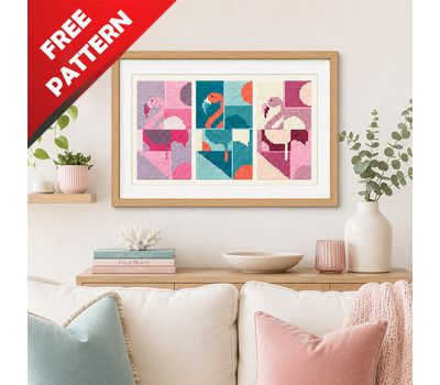 Flamingo Abstraction Free cross stitch