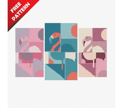 Flamingo Abstraction Free cross stitch chart