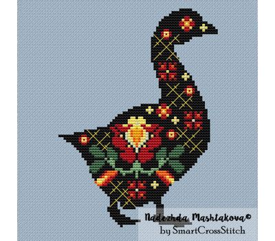 Flower Goose cross stitch design