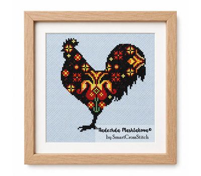 Flower Rooster cross stitch pattern