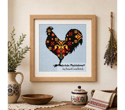 Flower Rooster cross stitch pattern