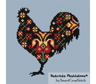 Flower Rooster cross stitch chart