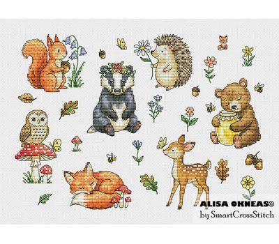 Forest animals cross stitch