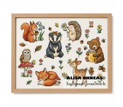 Forest animals cross stitch chart