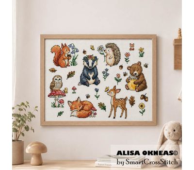 Forest animals cross stitch pattern