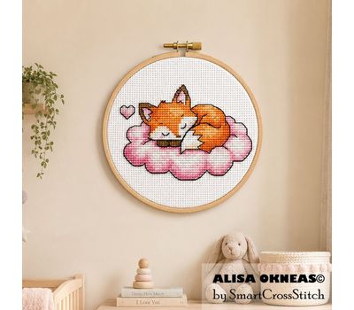 Sleeping Baby Fox cross stitch chart