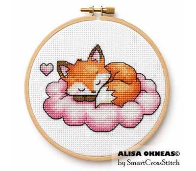 Sleeping Baby Fox cross stitch pattern